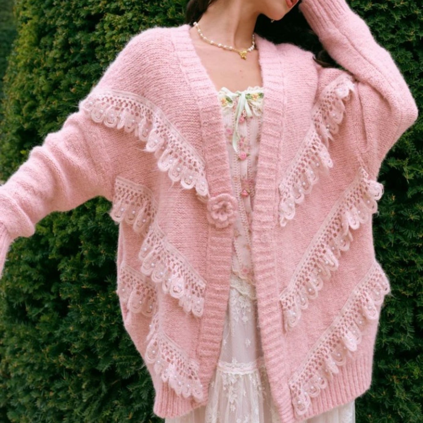 Lace Bloom Wool Cardigan